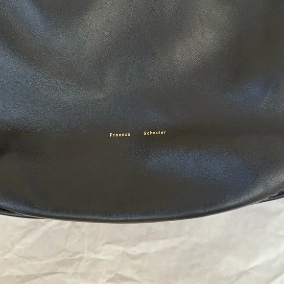 NWT PROENZA SCHOULER Black Leather Drawstring Tote Bag With Detachable Zip Pouch - Picture 9 of 16